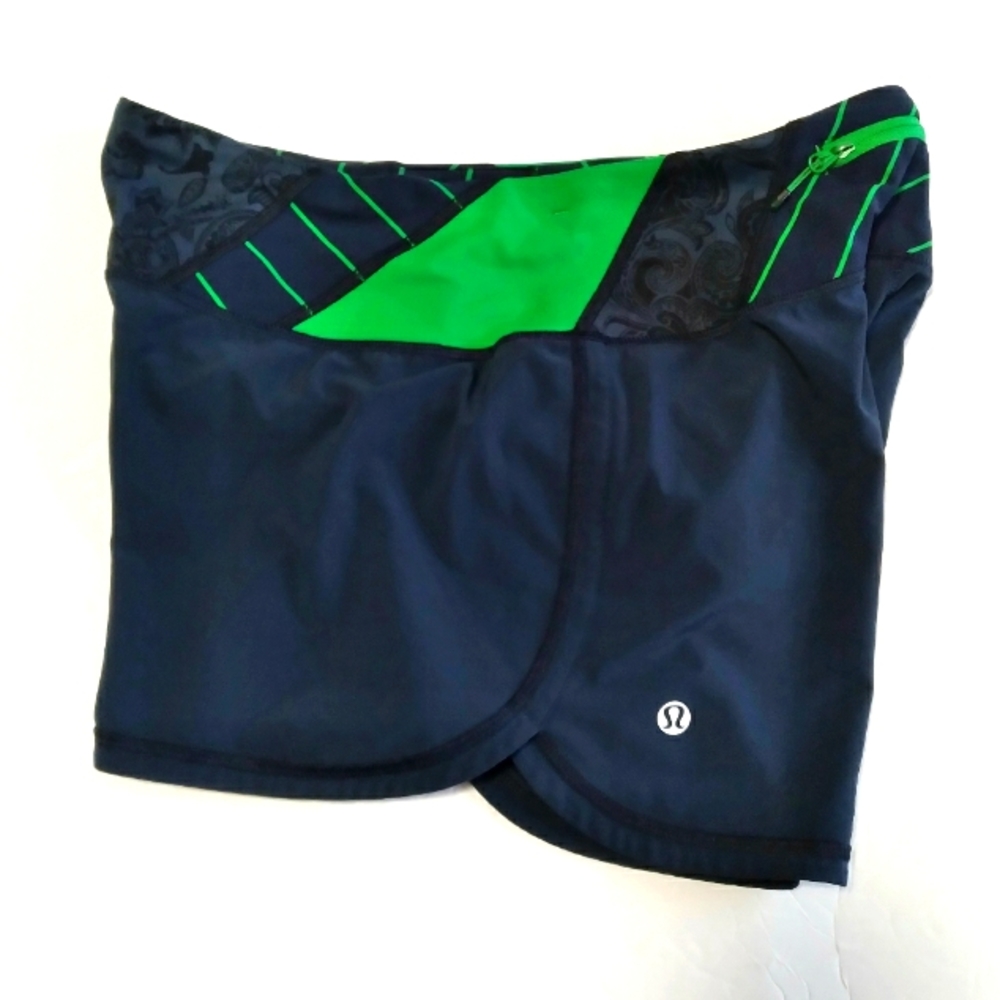 Lululemon Speed Runnig Shorts Secure Back Pocket Lined High-rise Navy Paisley